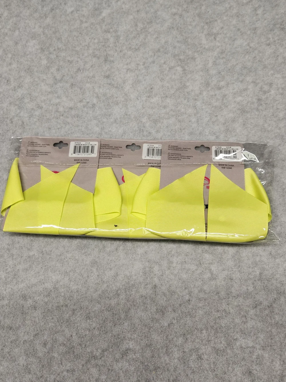 3 Pack-Soffe Neon Yellow Grosgrain Bow Hair Clip